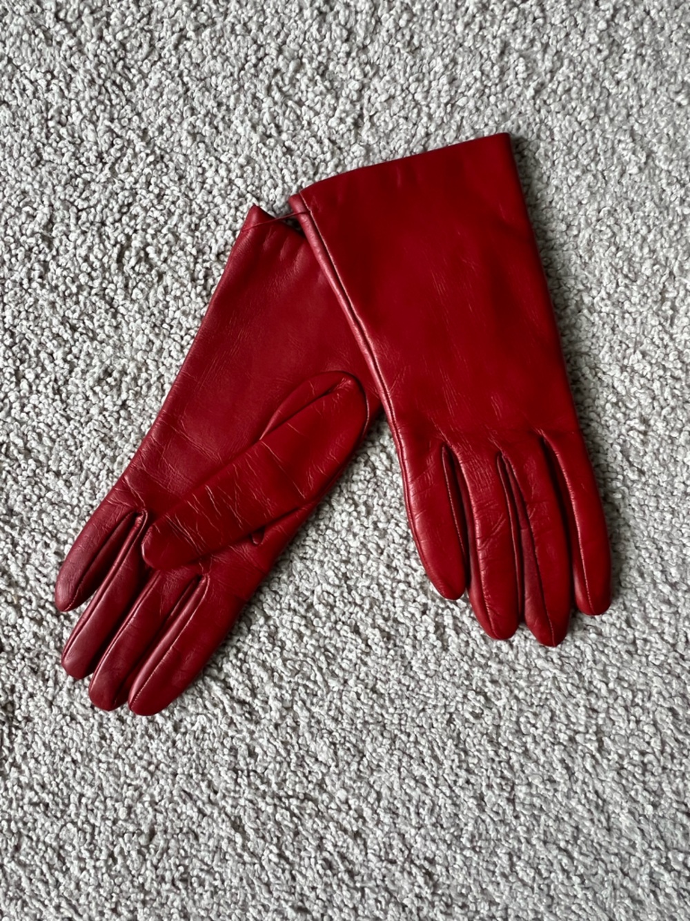 J. Crew Red Leather Cashmere Lined Gloves